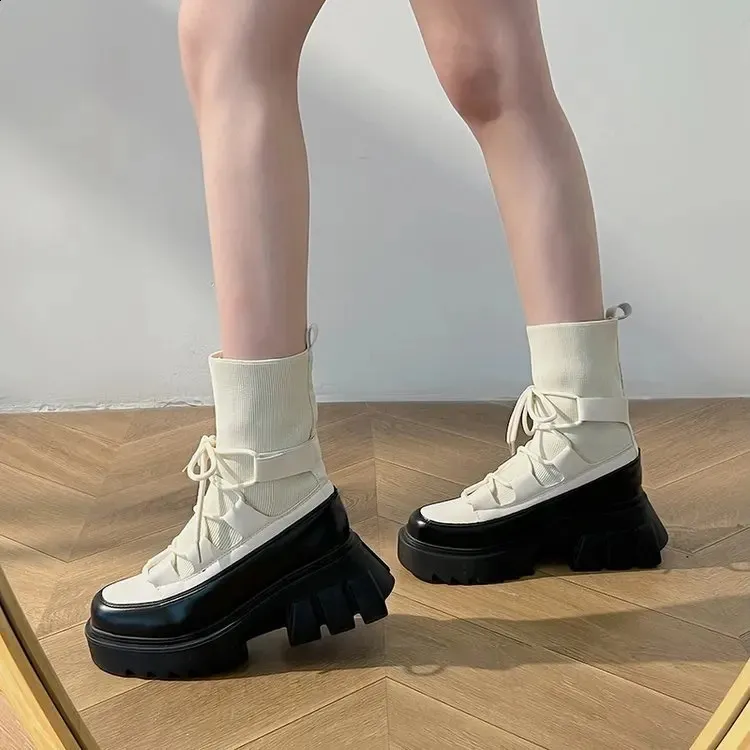 Mesh-Plateauschuhe, modisch, dickbesohlte Knöchel, bequemer Schnee für Damen, Botas de Mujer, Stiefel 240904_voghion.com