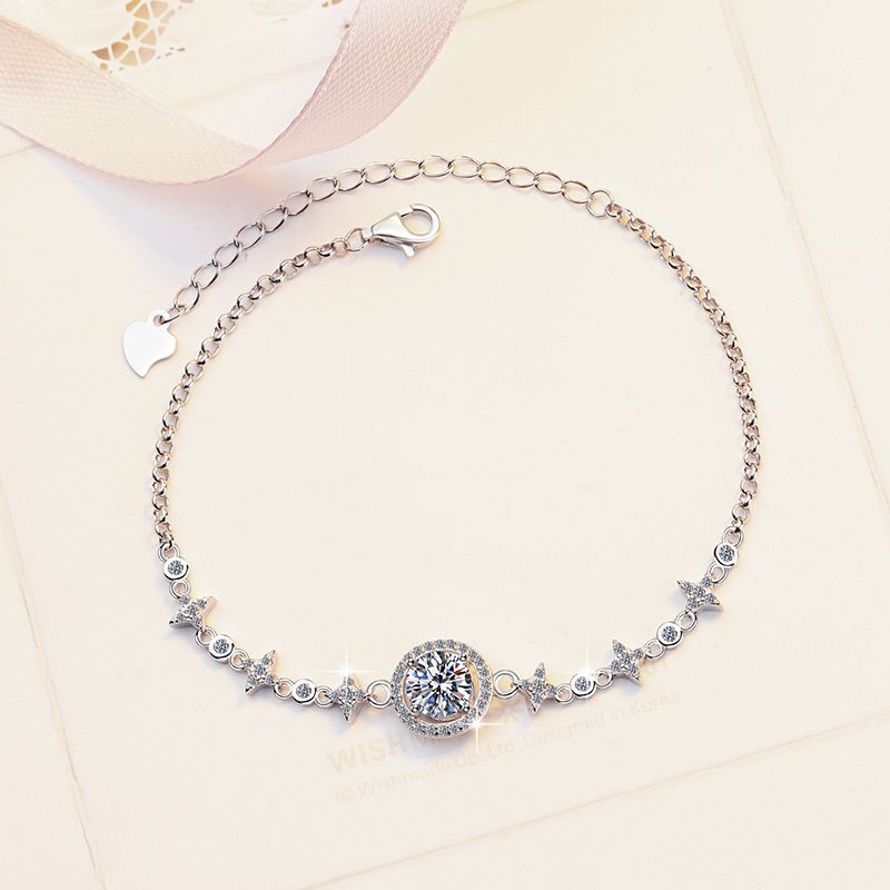Bracciale con perline push-pull in argento Sterling da donna, stile leggero, con moissanite_voghion.com
