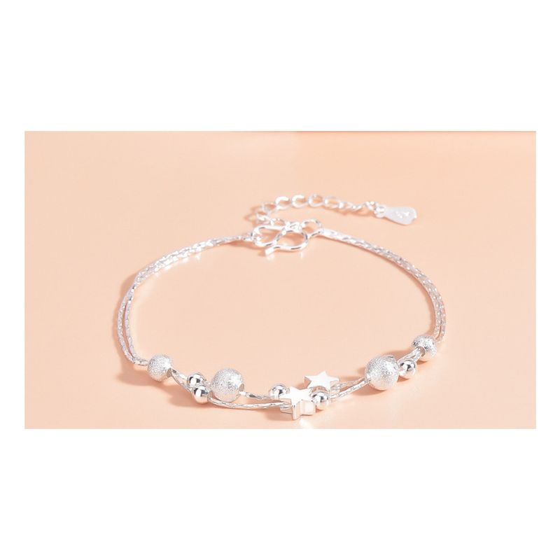 Bracciale Planet da donna, edizione coreana, temperamento, moda studentesca, perline rotonde, doppio strato, decorazione a mano, argento_voghion.com