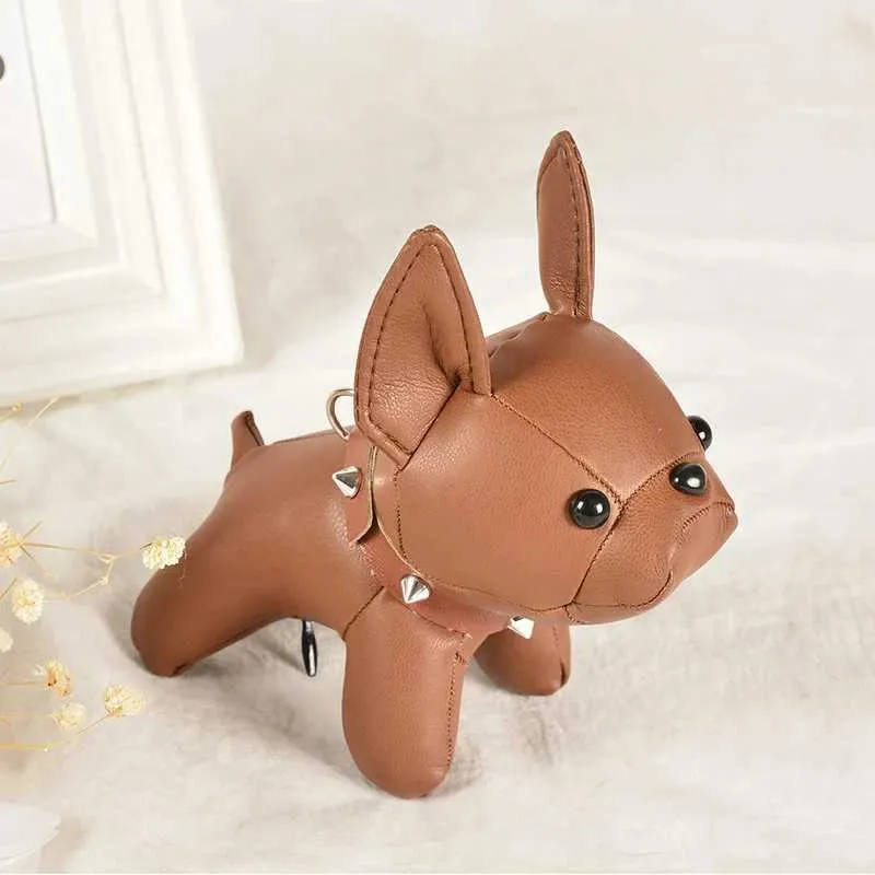 Portachiavi punk bulldog francese PU pelle cane moda donna borsa ciondolo ciondolo auto portachiavi Y241121_voghion.com
