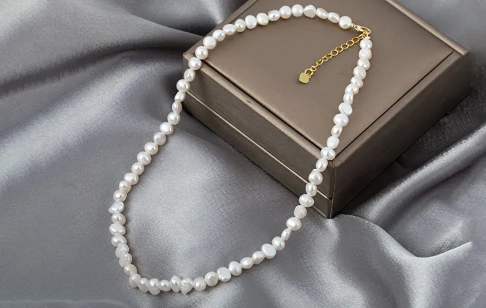 Freshwater Pearl Choker Necklace Natural Baroque Pendant Women_voghion.com