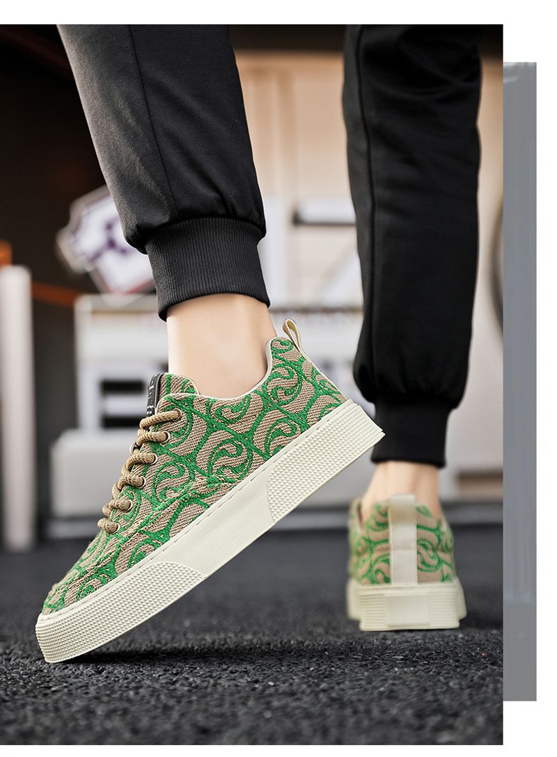 Canvas Zomer 2024 Nieuwe Niche Lage Top Bedrukte Board Heren Dikke Zool Sport Casual Mode Schoenen_voghion.com