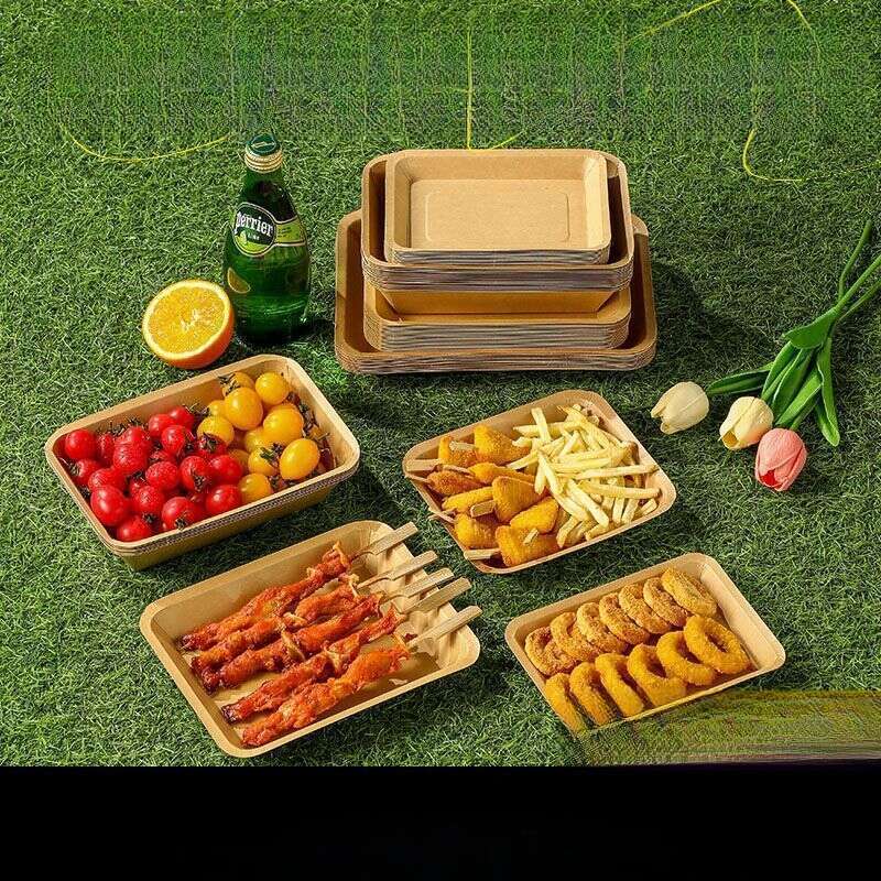 Tăvi de hârtie kraft rezistente la ulei de unică folosință, farfurii de picnic, frigărui pentru grătar, cartofi prăjiți, tăvi pentru gustări_voghion.com