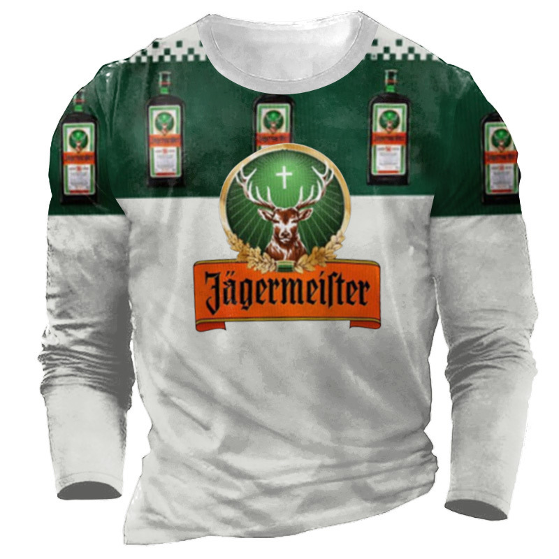 Summer 3D printed men's casual trend round neck long sleeved T-shirt_voghion.com