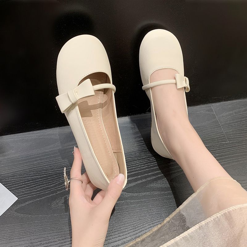 Gentle flat bean women's spring and autumn summer 2024 new shallow mouth soft sole not tired foot single shoes_voghion.com