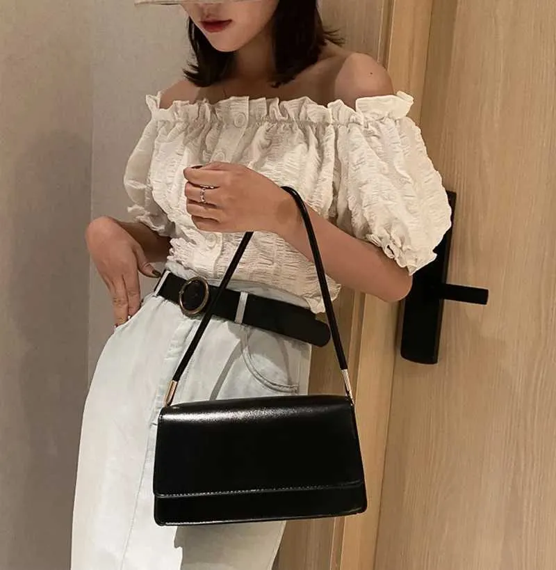 Yeni Moda Kadın Omuz Çantaları Basit Düz Renk Koltuk Altı El Çantası El Çantası El Çantası ClutchC241104_voghion.com