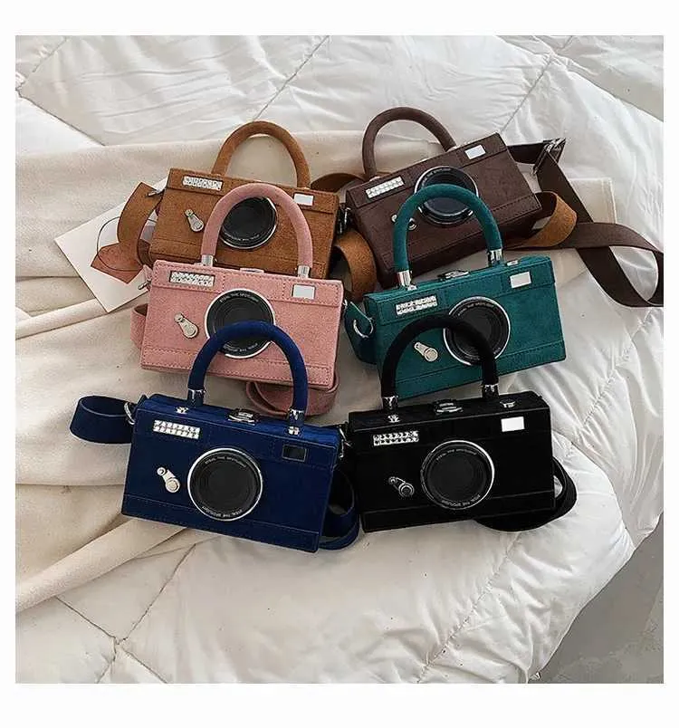 Bolsa tiracolo feminina forma câmera clutch moda personalizada_voghion.com