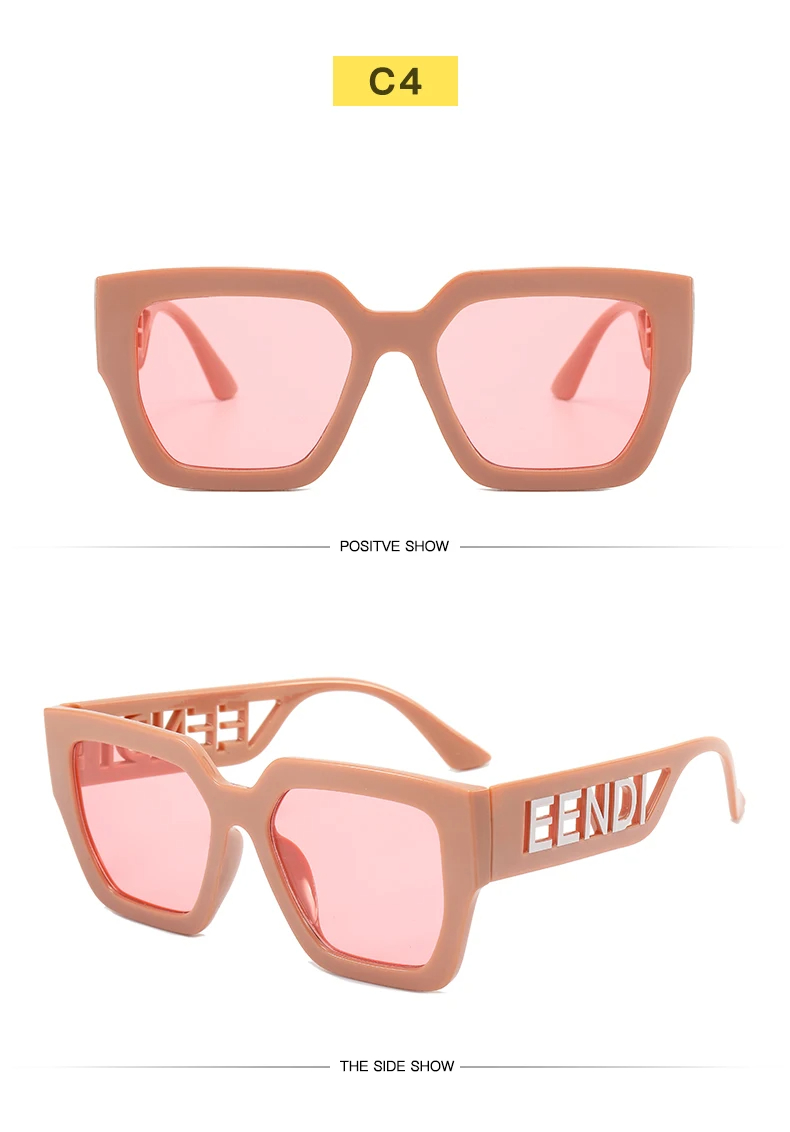 Brand Designer Women Sun Glasses  Trendy Oversized Square Men Sunglasses Retro Hollowed Letter Eyewear UV400 Goggles_voghion.com