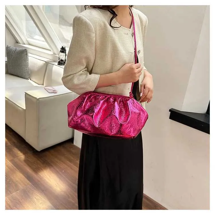 Kleines Design Damen Leder Sier Cloud Gold Umhängetasche Damen Party Clutch Geldbörse Weibliche HandtaschenC241211_voghion.com
