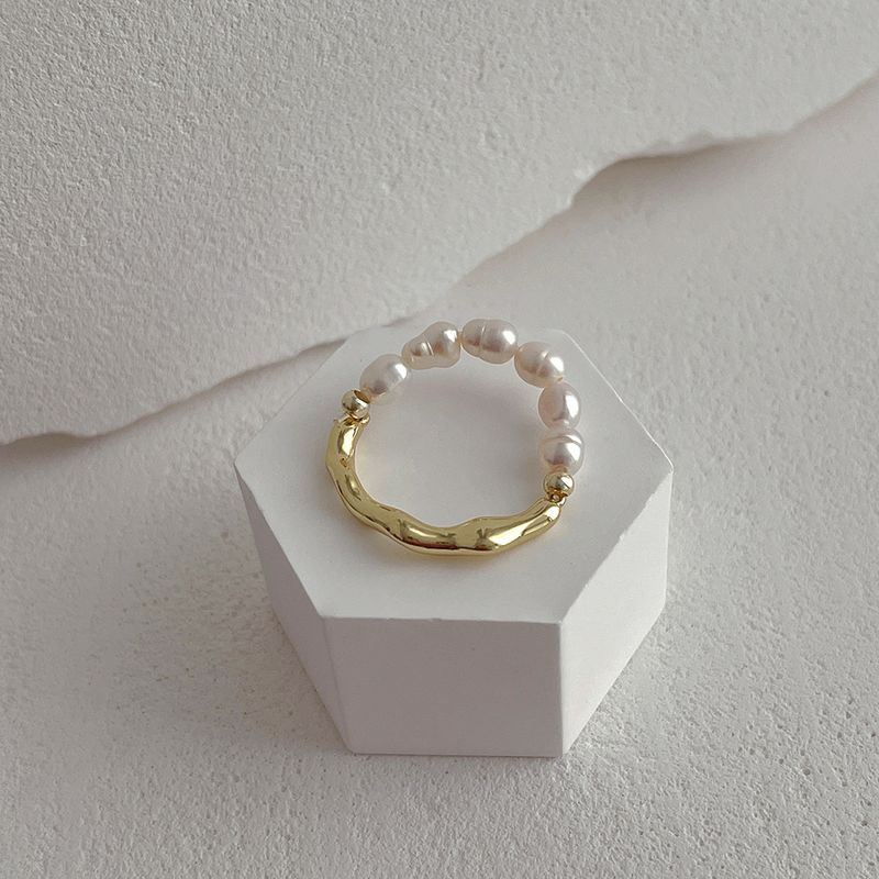 Baroque Style Geometric Pearl Handmade Rings 1 Piece_voghion.com