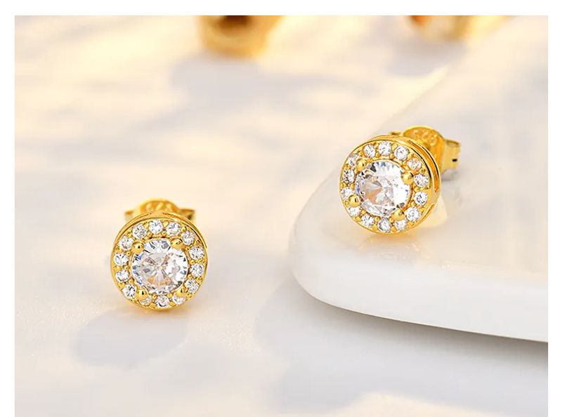 Boucles d'oreilles trois pièces en zircon rond, quatre griffes carrées, tempérament de niche, style léger, forme de cœur haut de gamme_voghion.com
