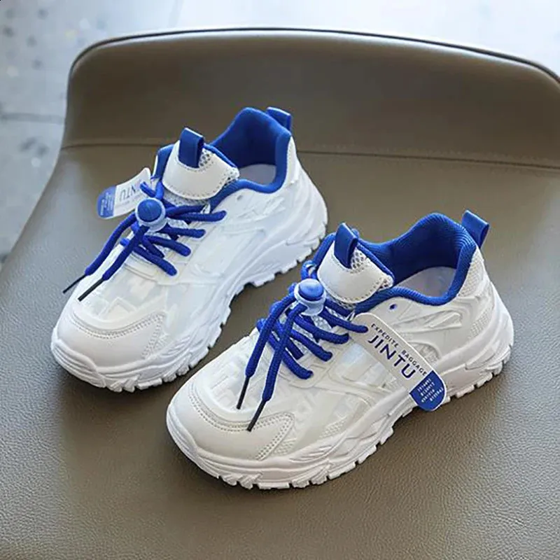 Tênis de corrida infantil para meninos e meninas, novo, casual, esportivo, confortável e respirável, branco, tamanho 26 a 37_voghion.com