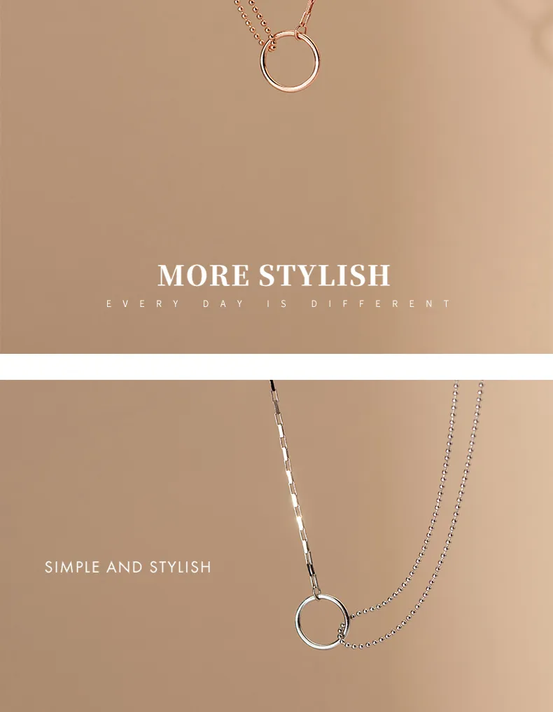 Łańcuchy MODIAN Sterling Sier Asymetryczny naszyjnik typu choker z kółkiem Oryginalny design Codzienna impreza dla kobiet Biżuteria artystyczna_voghion.com