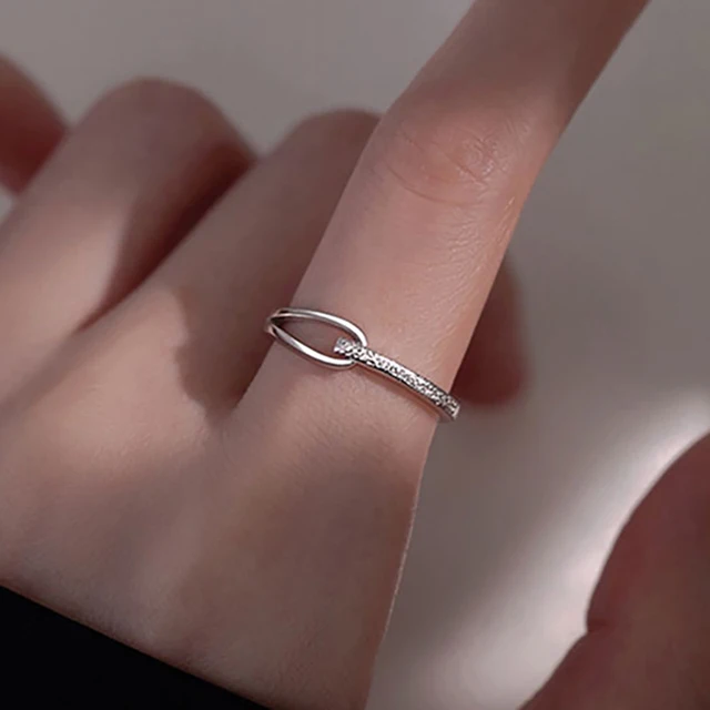2025 Nye ankomster Foxanry Minimalistiske Sier Fargede Forlovelsesringer for Kvinner Par Koreanske Trendy Elegante Geometriske Håndlagde Brudesmykker_voghion.com