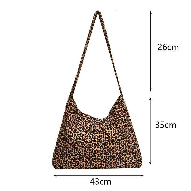 Fashion Canvas Female Handbag Tote Large Capacity Underarm Bag Vintage Leopard Pattern Shoulder Shopping Ba241128_voghion.com