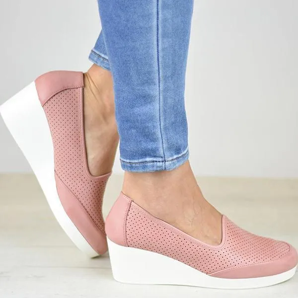 2022 New Wedges Women Sneakers Light Breathable Ladies Slip-On Solid Color Female Sport Casual Shoes atillas Mujer_voghion.com