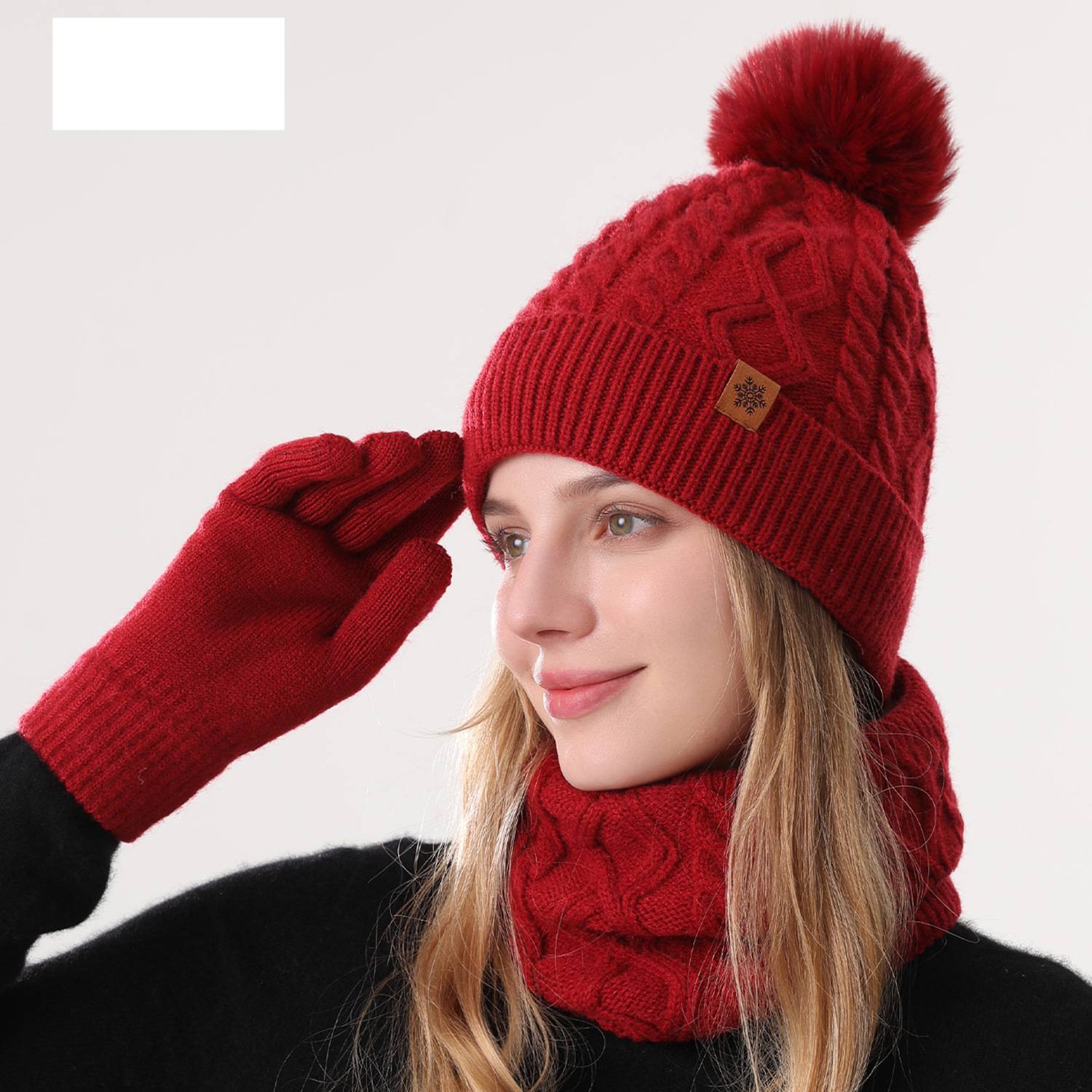JUND Kışlık Örgü Şapka Atkı Eldiven Seti – Polar Astarlı, Çift Katmanlı, Sıcak ve Şık Kadınlar İçin – Geometrik Elmas ve Kablo Büküm Tasarımı_voghion.com