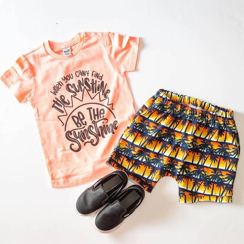 Girls Summer Two Piece Set T-shirt And Shorts Outfit Set_voghion.com