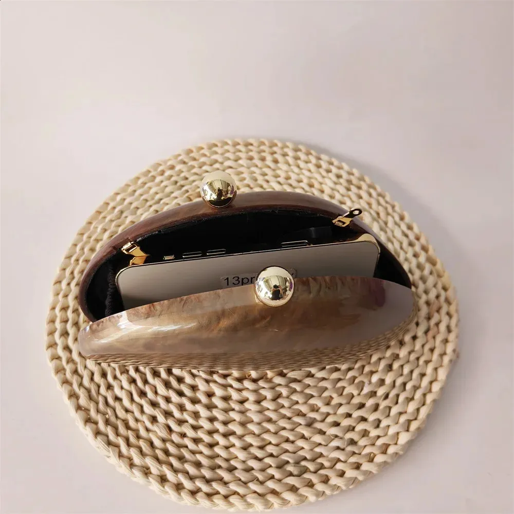 Nieregularne Dumpg Solid Brown Coffee Akrylowe Pudełko Sprzęgła Koralikowe Uchwyty Torebki Damskie Ramię Wieczorne Imprezy Plażowe_voghion.com