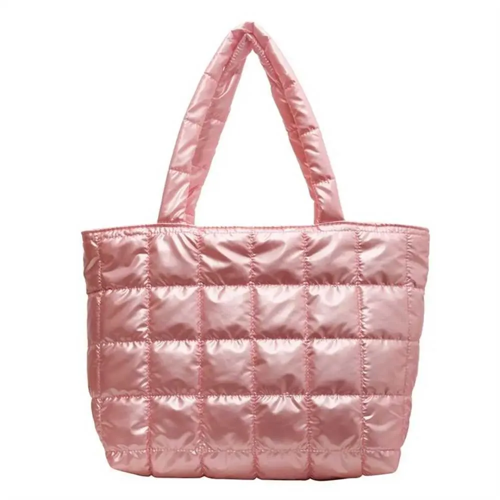 Women's Quilted Tote Bag Large Capacity Winter Shoulder Handbag_voghion.com