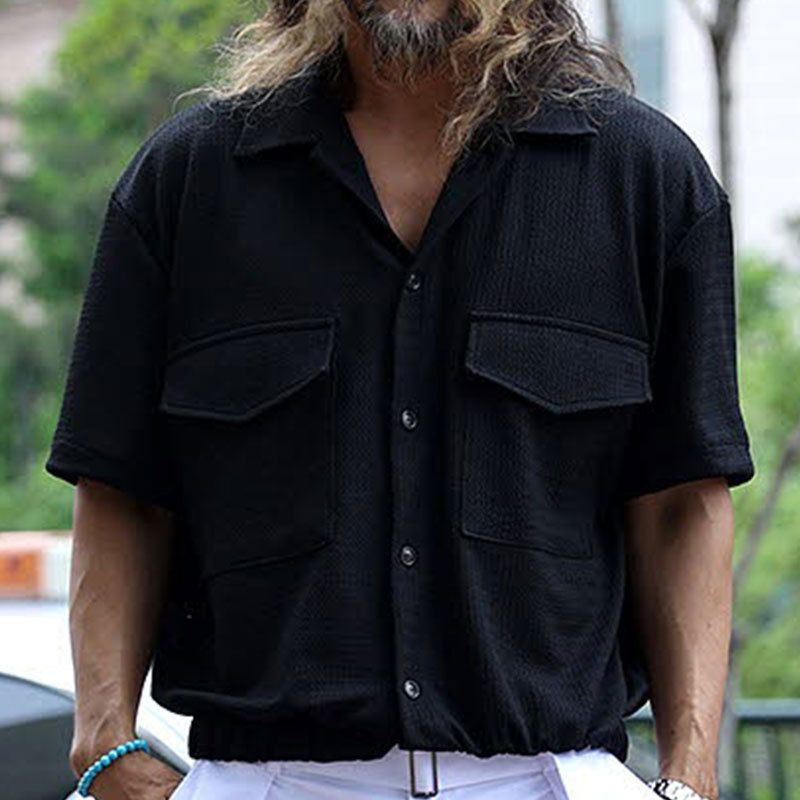 Camicia casual estiva da uomo a maniche corte con cardigan multitasche Bubble 2024_voghion.com