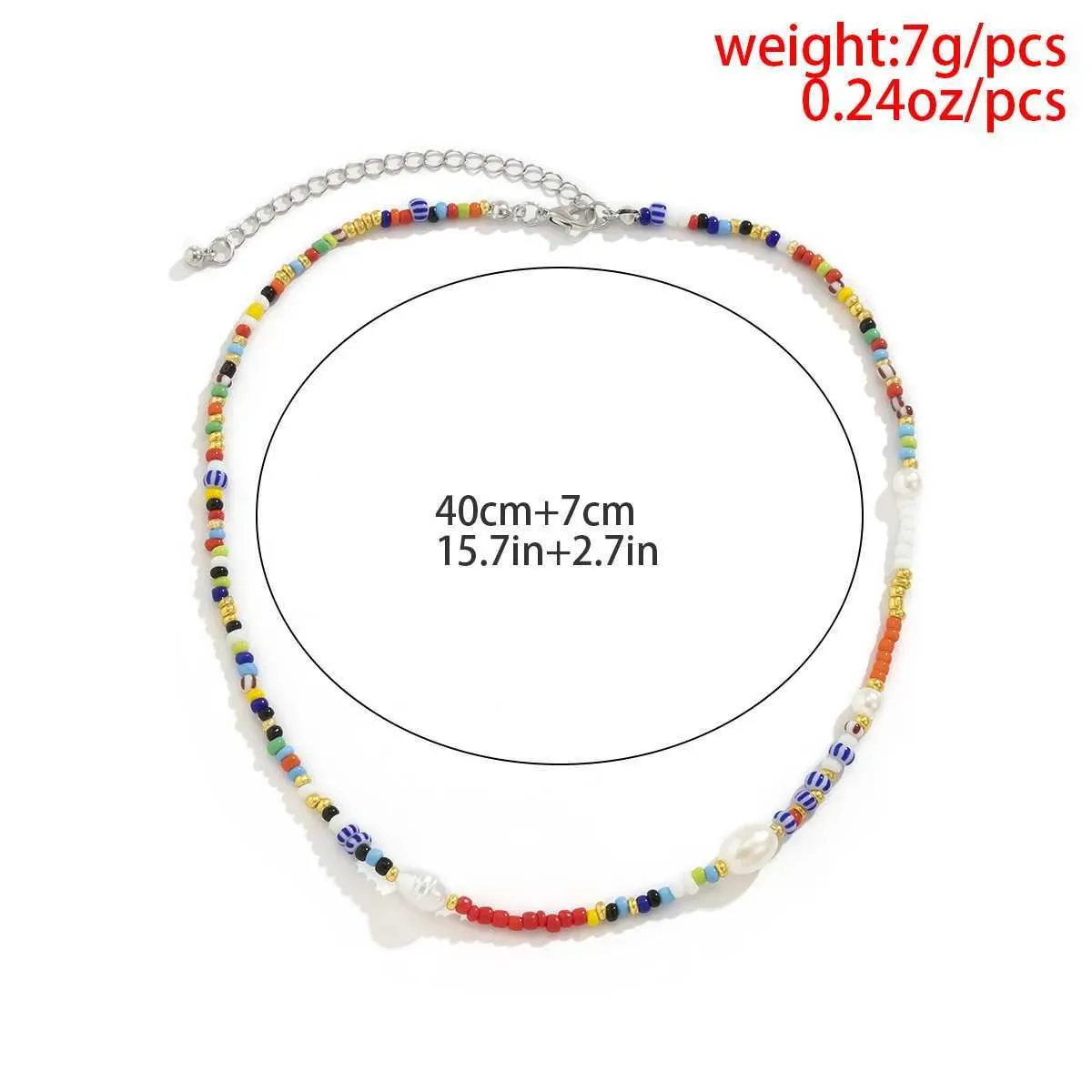 Colliers pendentifs nouvelle mode coréenne colorée mignonne perles de rocaille chaîne collier ras du cou pour femmes perles simulées baroques_voghion.com