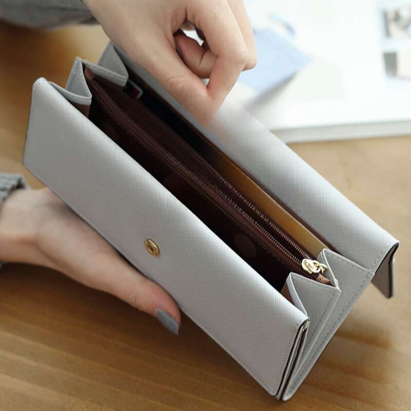 Herbst Neue Lange Dreifach Gefaltete Brieftasche Für Damen Mit Großem Fassungsvermögen, Karten-Stil, Multifunktion, Modische Studentin_voghion.com