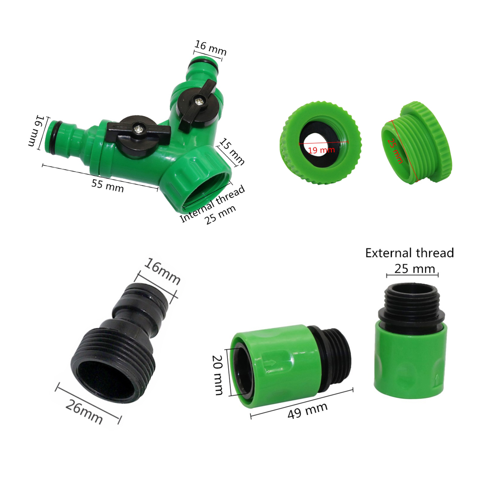 Irrigazione da giardino Distributore d'acqua a forma di Y Filettatura femmina da 1/2" e 3/4" Valvola dell'acqua a 2 vie Interruttore del regolatore dell'acqua del sistema di irrigazione_voghion.com