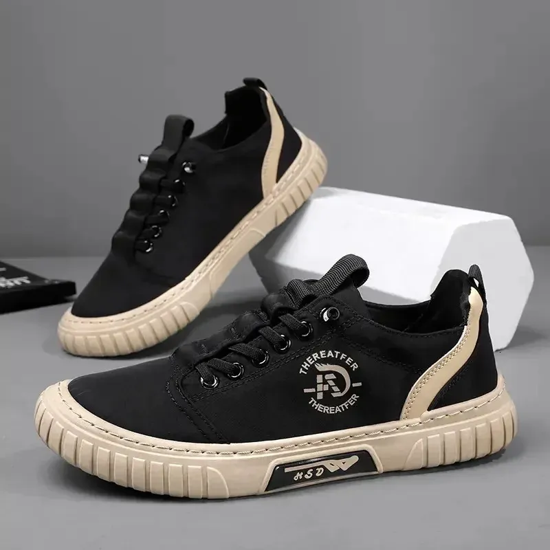 Baskets noires décontractées et respirantes pour hommes, chaussures de conduite, de marche, de tennis, de skate, plates, Zapatillas Hombre 240617_voghion.com