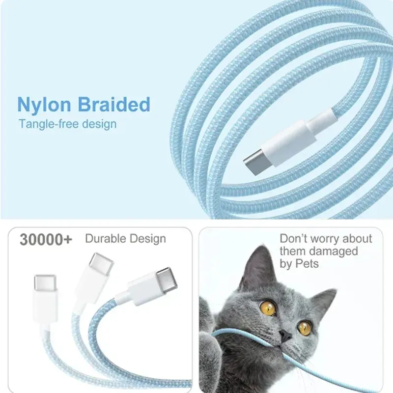 3A PD 60W Type To USB C Quick Charge 480Mbps OD3.8 Fast Charging Data Cable For Book Pro Huawei Samsung Xiaomi_voghion.com