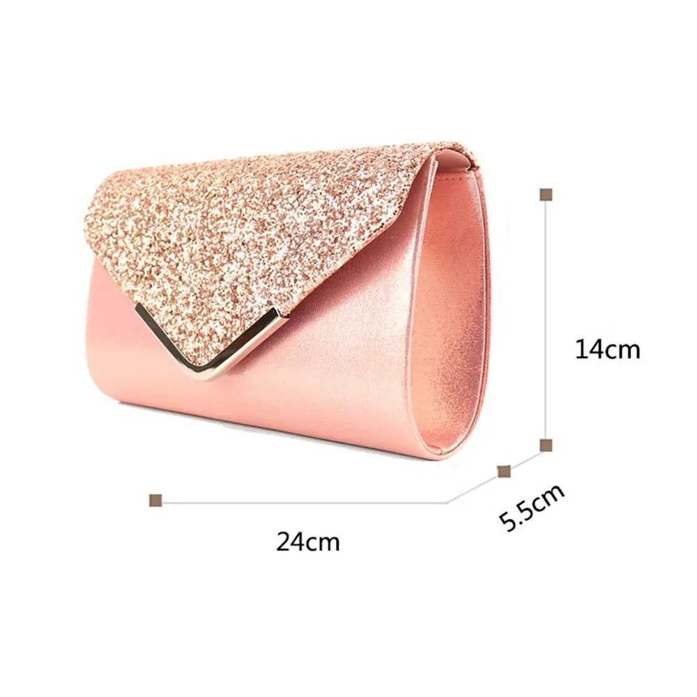 Womens envelope evening chain shoulder bag sparkg banquet ps wallet womens wedding party clutch mini handbag Y241019_voghion.com