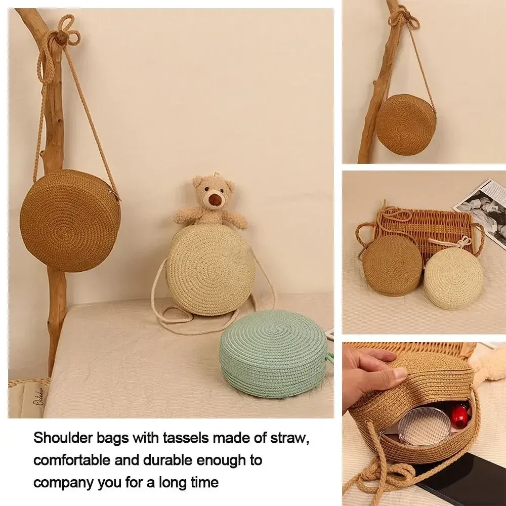 Borsa da spiaggia in paglia intrecciata a mano, realizzata a mano in rattan, realizzata a mano in maglia color caramella, da donna_voghion.com