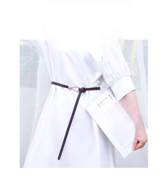 Cintura sottile con cento nodi da donna, nera alla moda con abito, cintura da maglione_voghion.com