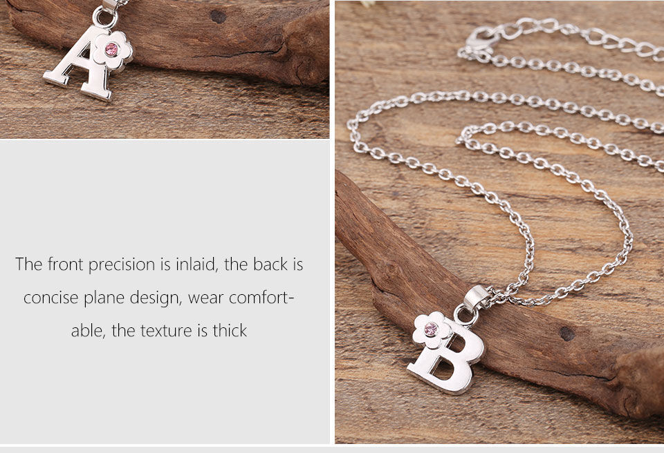 My Shape Collana con iniziali e nome per bambine, in lega di cristallo, con ciondolo a forma di fiore con alfabeto dalla A alla Z, gioielli per bambini_voghion.com