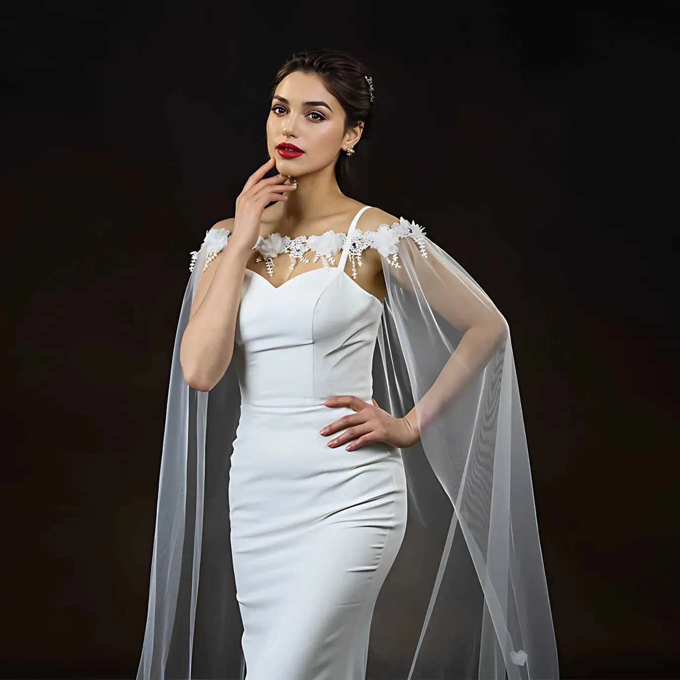 Gioielli per capelli da donna, mantella da sposa, veli, scialle lungo in stile cattedrale, accessori per abito da sposa, per la decorazione delle spalle_voghion.com