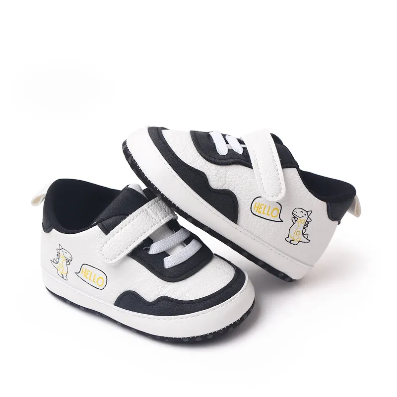 Baskets de sport pour nouveau-nés garçons et filles, imprimé lettres de dessin animé, premiers pas pour bébés, pieds mignons, antidérapants, pré-marcheurs_voghion.com