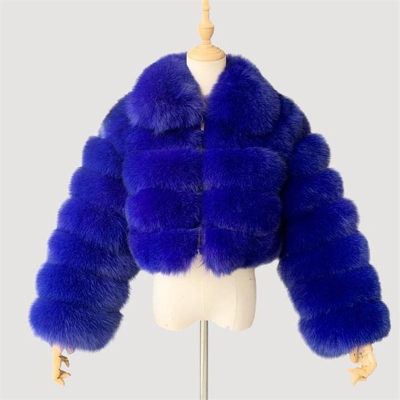 Vêtements pour femmes manches courtes en fourrure pour femmes automne et hiver hauts chauds manteau en peluche tendance_voghion.com