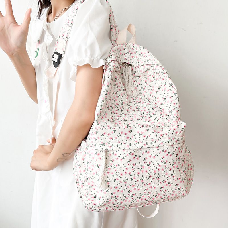 Schultasche weibliche kleine frische literarische Allgleiches Freizeit Blumenmädchen Student Rucksack_voghion.com
