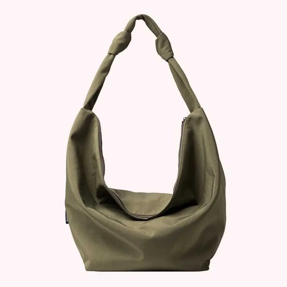 Schultertasche Große Kapazität Fem Handtasche Lässig FI Tragbare Feste Farbe Einfache Leinwand Elegante Wochenende Schultern Y241109_voghion.com
