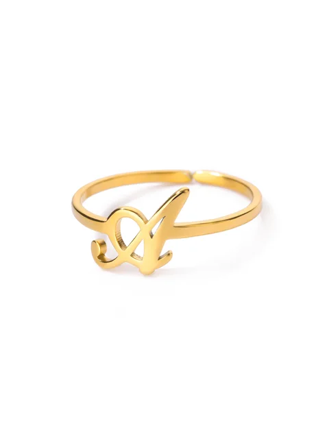 26 English Letter Initial Rings For Women Gold Color Adjustable Stainless Steel Ring Wedding Fashion Jewelry Best Friend_voghion.com