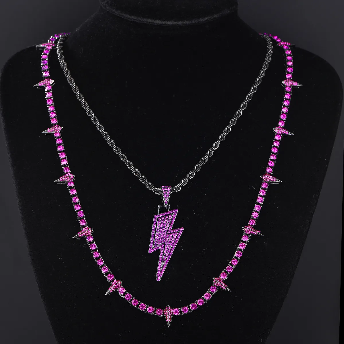 Κολιέ με κρεμαστό κόσμημα TopBling Hip Hop Lighting, αλυσίδα τένις, πλήρες ζιρκόνι, άνδρες, γυναίκες, κοσμήματα_voghion.com