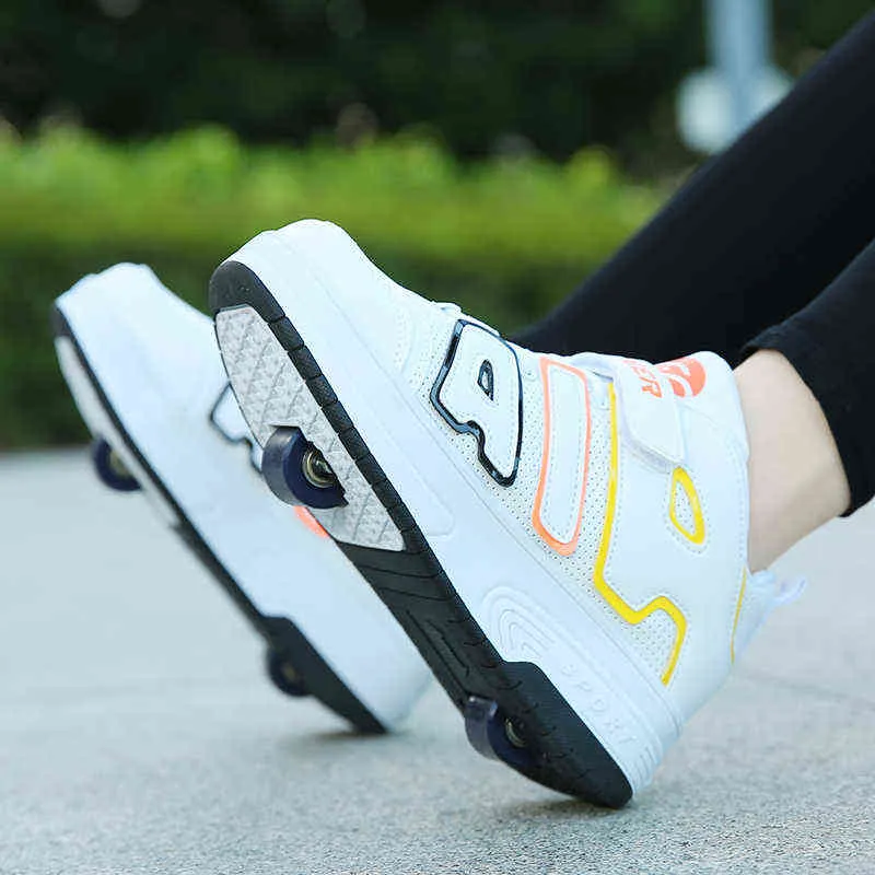 Chaussures de sport à roulettes avec deux roues pour enfants garçons filles mode tennis enfants garçon fille patinage roue sneaker_voghion.com