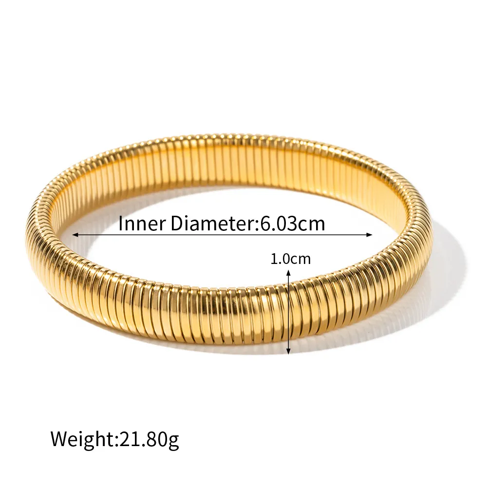 Titanium Steel Gold Coiled Bracelet For Women Personalized Design_voghion.com
