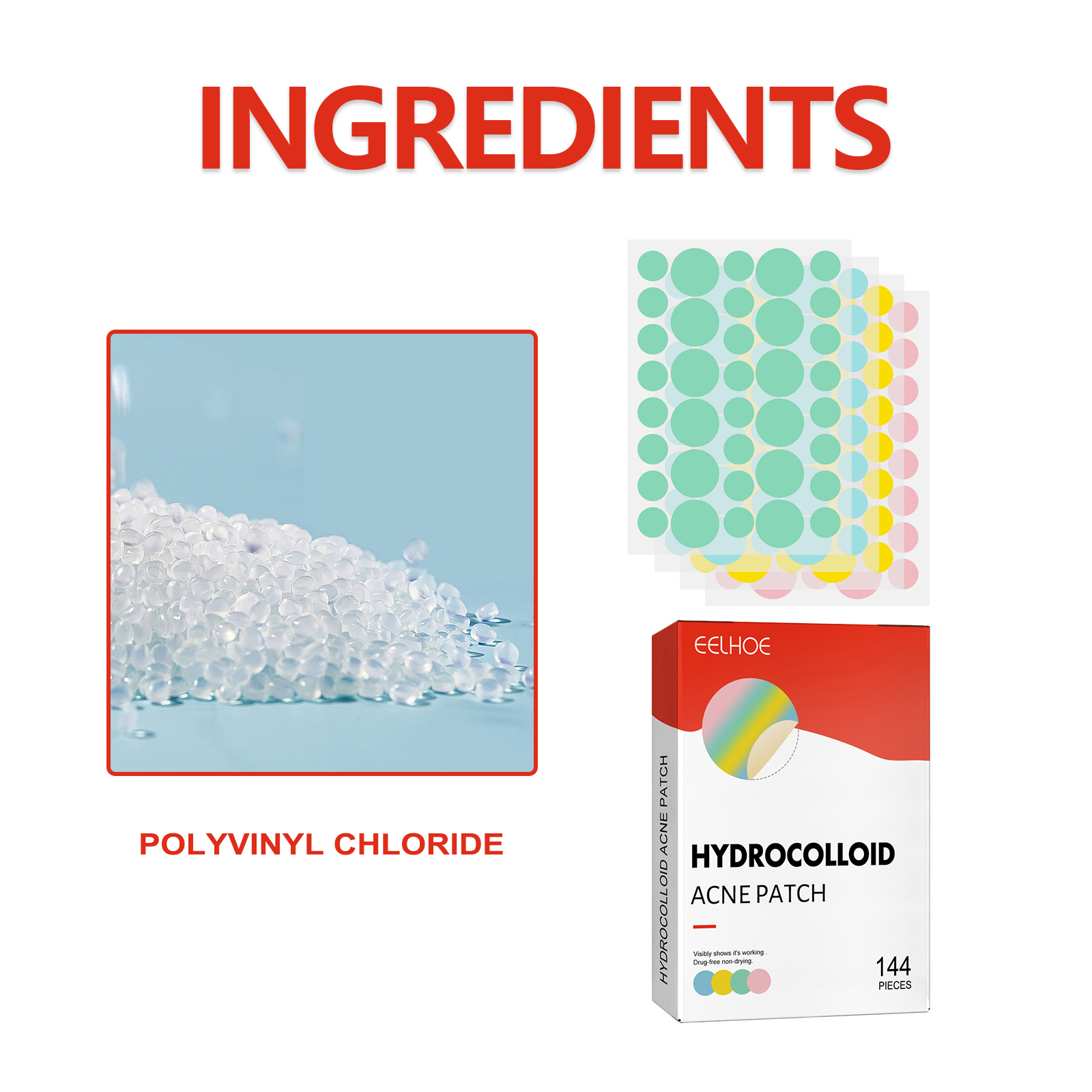 EELHOE Hydrocolloid Acne Patch, Mild Non-Irritant Lightening Acne Pimples Closed Mouth Improve Acne Muscle Hydrocolloidal Acne Patch_voghion.com