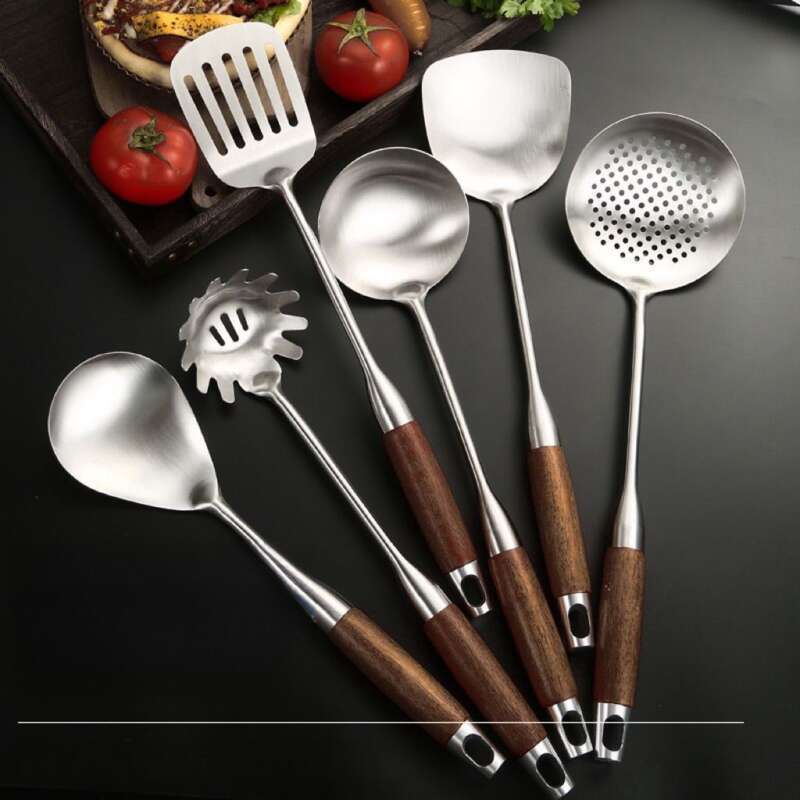 316 Stainless Steel Thickened Spatula Supplies Household Stir Fry Soup Leaking Spoons, Kitchen Utensils Complete Set_voghion.com