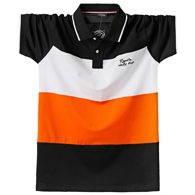 Shirt Men Big Tall Short Sleeves Cool Top Tees Cotton Male Large Tee Summer Fit Slim Patchwork Polo Shirts Plus Size_voghion.com