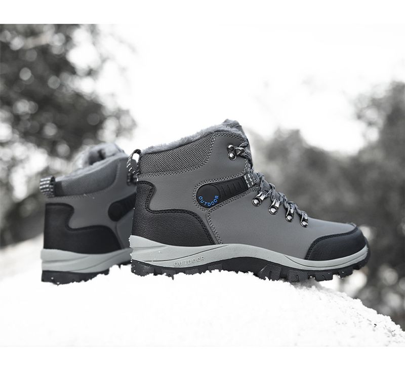 Herrenschuhe mit Fleece verdickt warme Schneestiefel Outdoor Herren High Top Nordost Baumwollschuhe_voghion.com