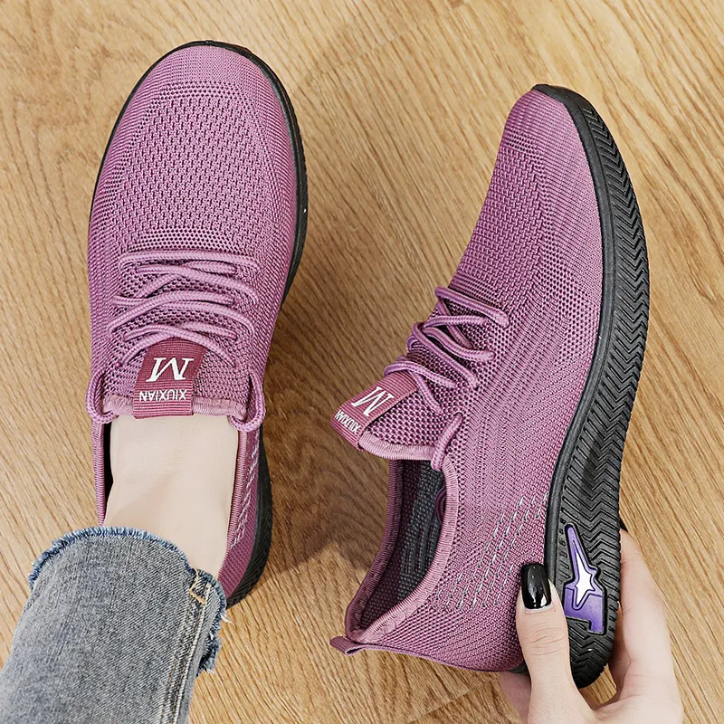 Spring New Women's Shoes Senile Antiskid Soft Sole Breathable Comfortable Suitable Walking shoes Triple Black Free_voghion.com