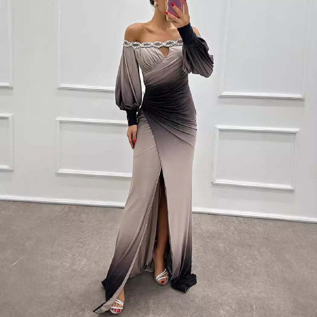 Robe de style de vêtements pour femmes, contraste de rendu des couleurs, robe d'automne pour femmes, haut de gamme, taille fine, manches longues, robe pour femmes