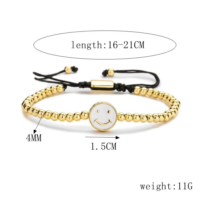 Kupfer einfache Stil Teufelsauge Krone Lächeln Gesicht Armbänder_voghion.com